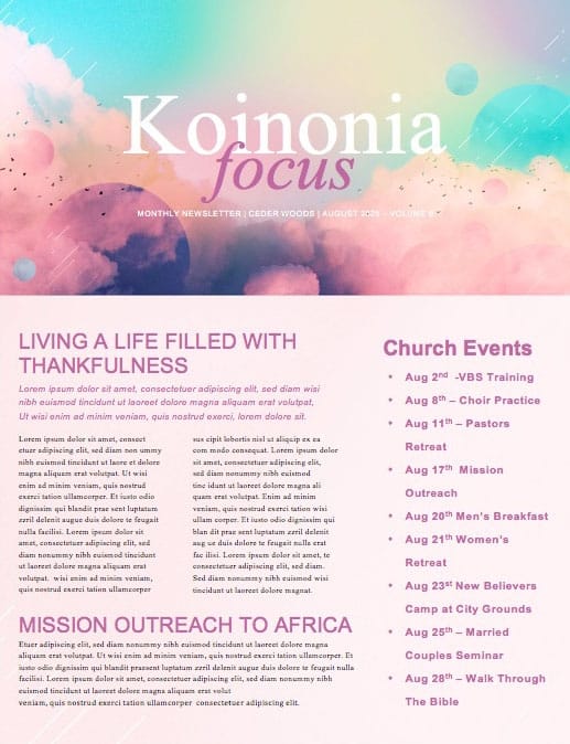 Vision Sunday Bright and Colorful Church Service Newsletter