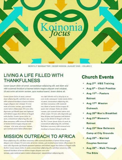 Be Rich Church Sermon Newsletter
