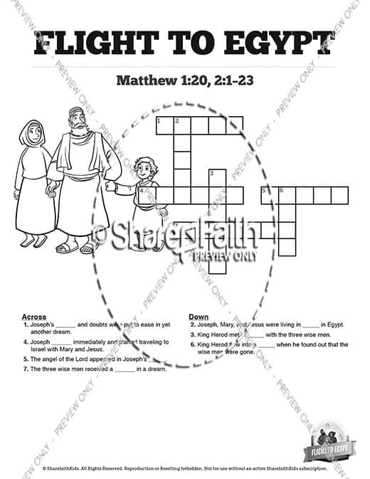Matthew 2 Flight To Egypt Sunday School Crossword Puzzles ShareFaith Media