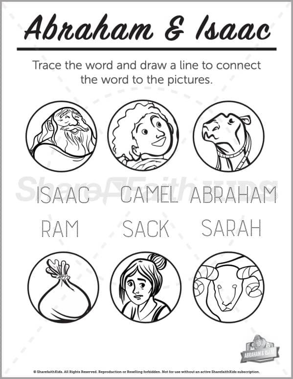 Genesis 22 Abraham and Isaac Preschool Word Picture Match