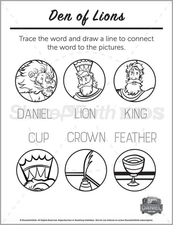 Daniel 6 Den of Lions Preschool Word Picture Match