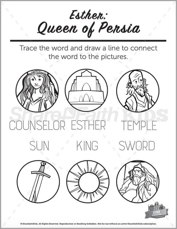 The Story of Esther Preschool Word Picture Match