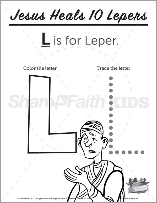 Luke 17 Jesus Heals 10 Lepers Preschool Letter Coloring