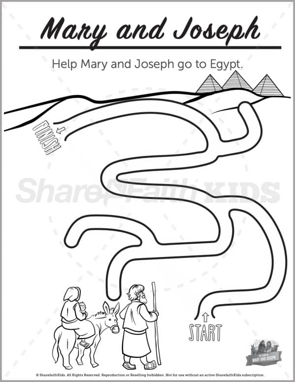 Luke 2 Mary and Joseph Christmas Story Preschool Mazes