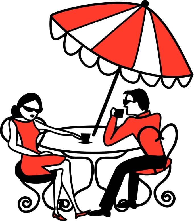 Cafe Scene Under Umbrella