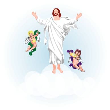Angels Clouds and Jesus Clipart