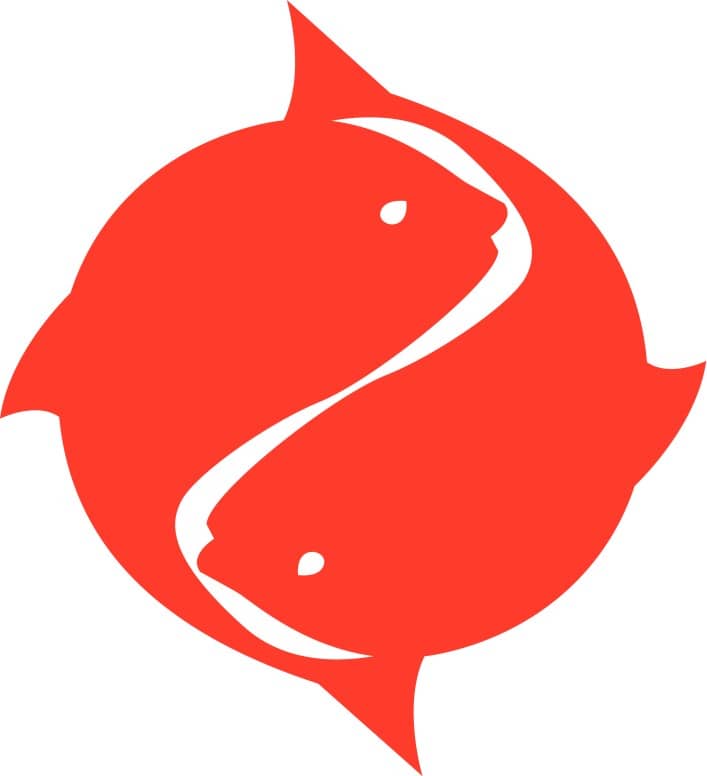 Bright Red Two Fish Symbol