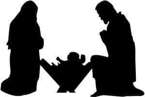 Mary, Joseph and Baby Jesus Silhouette