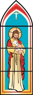 Stained Glass with Jesus and Lamb