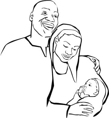 African American Holy Family Clipart Outlined