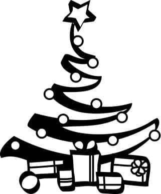 a car clipart black and white tree