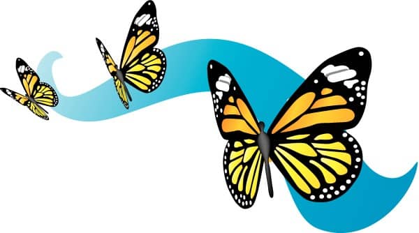 Three Monarch Butterflies