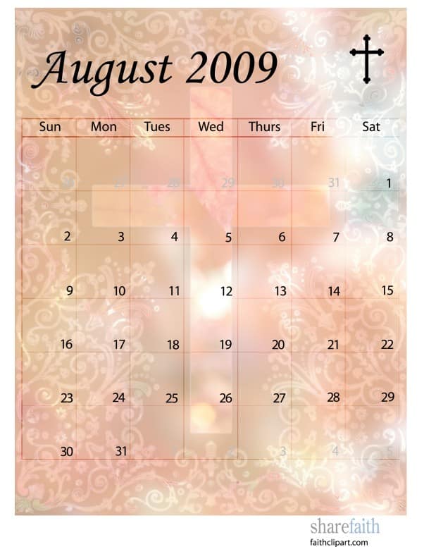 August 2009 Calendar Graphic ShareFaith Media