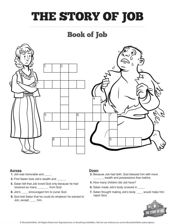 The Story of Job Printable Crossword Puzzles