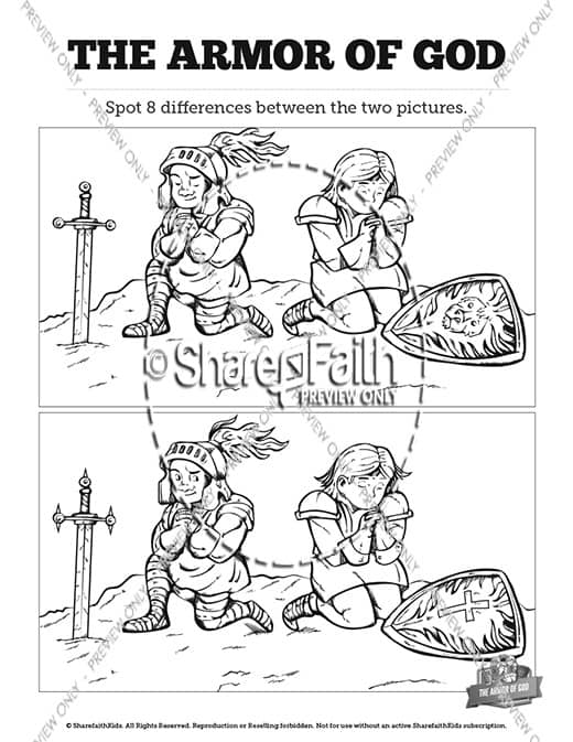 Ephesians 6 The Armor of God Kids Spot The Difference
