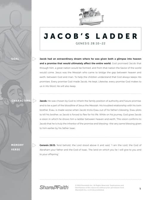 Genesis 28 Jacobs Ladder Sunday School Curriculum