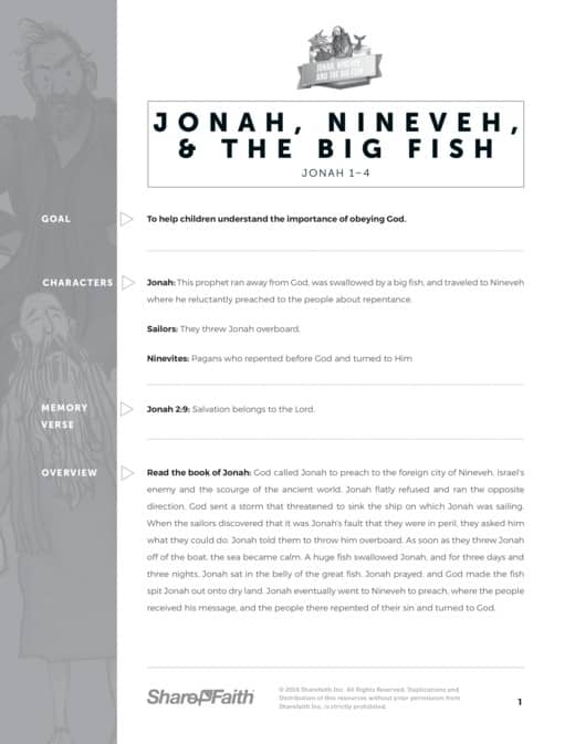 Jonah and the Whale Sunday School Curriculum