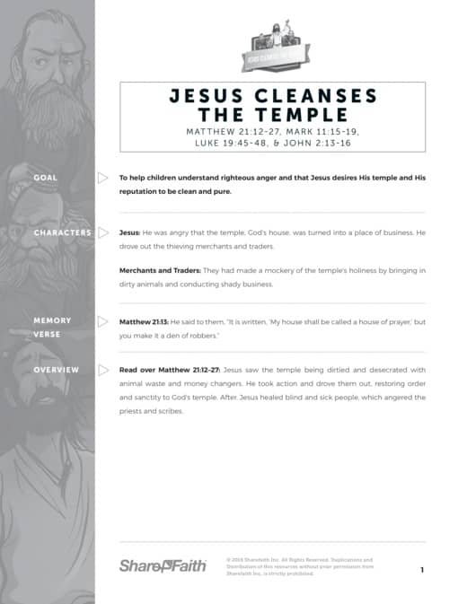 The Matthew 21 Jesus Cleanses the Temple Sunday School Curriculum