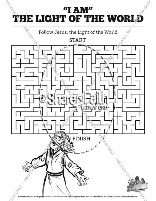 John 8 Light Of The World Bible Mazes