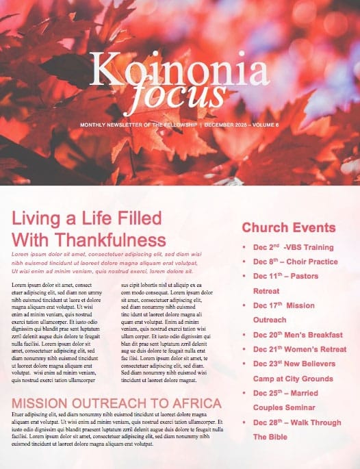 Happy Thanksgiving Wishes Church Newsletter