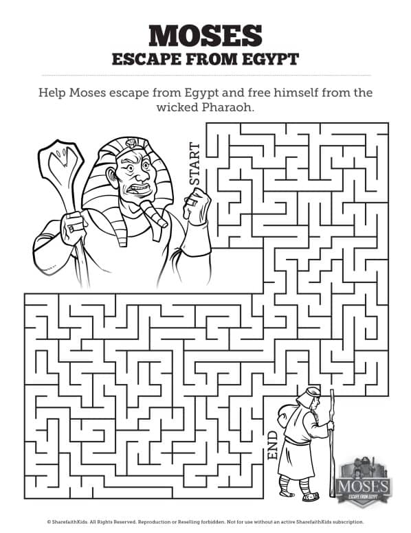 Exodus 2 Moses Escapes From Egypt Bible Mazes ShareFaith Media