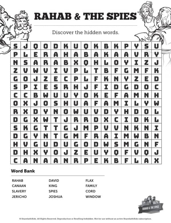 Joshua 2 The Story of Rahab Bible Word Search Puzzles