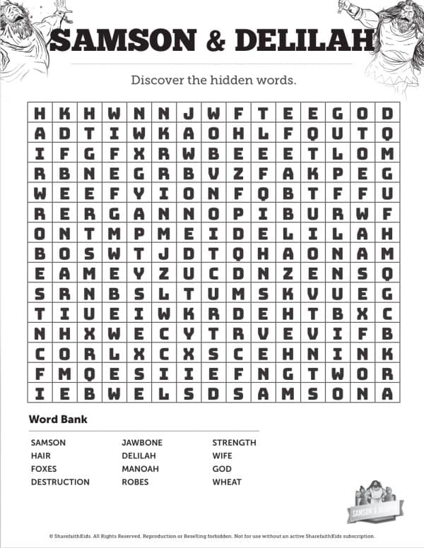Samson And Delilah Bible Word Search Puzzles ShareFaith Media samson-and-delilah-bible-word-search-puzzles-sharefaith-media