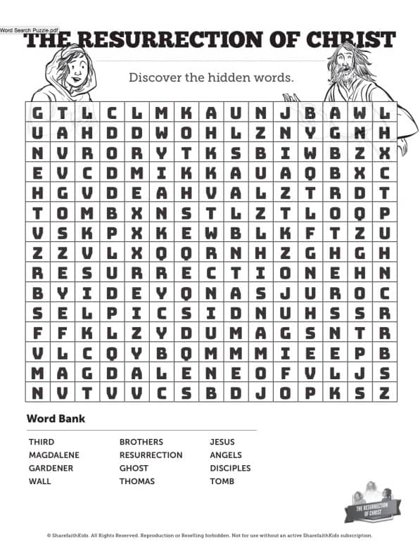 Jesus’ Resurrection Bible Word Search Puzzles