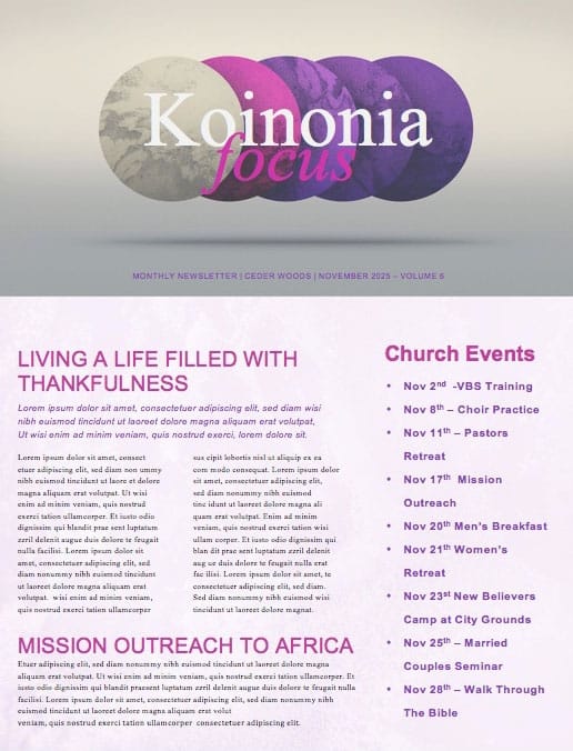Advent Season of Preparation Newsletter Template