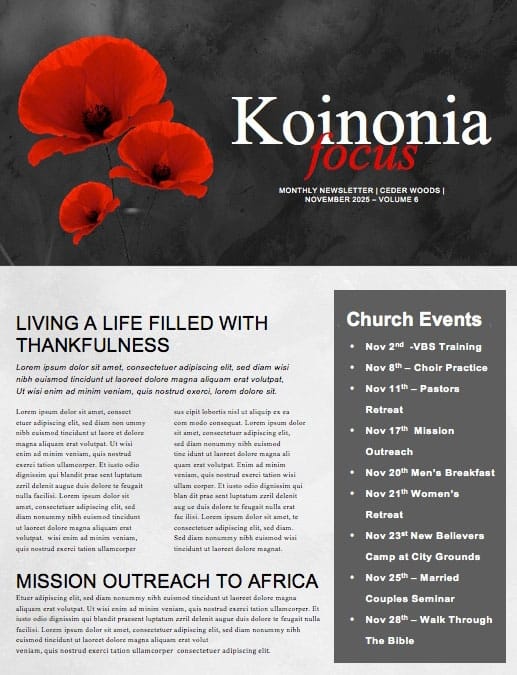 Remembrance Day Church Newsletter Template