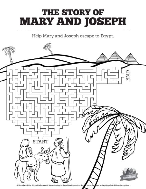 Luke 2 Mary and Joseph Christmas Story Bible Mazes
