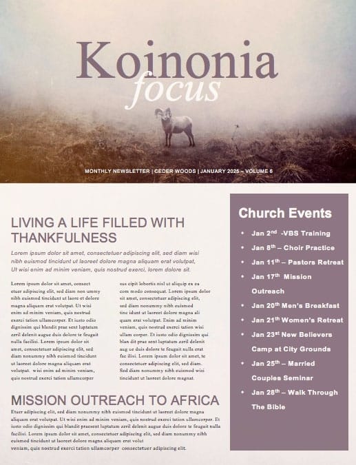Jehovah Jireh The Lord Provides Church Newsletter Template