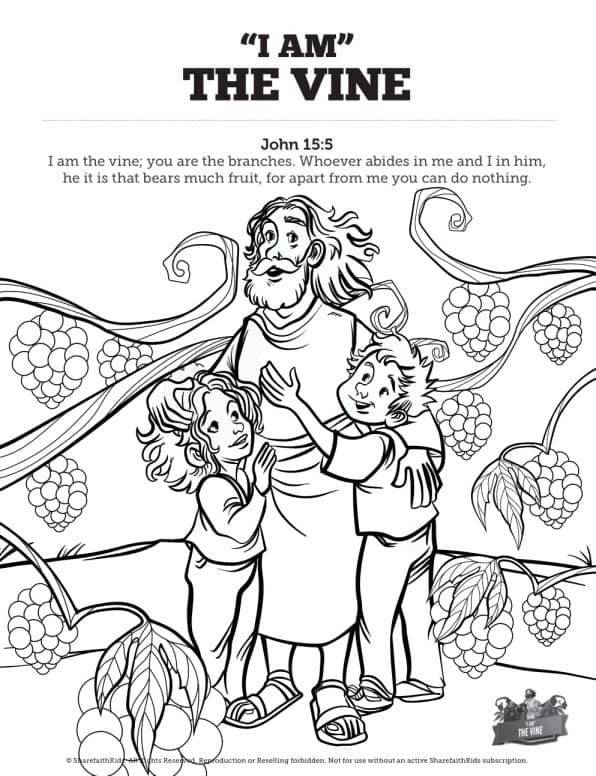 John 15 I Am The Vine Sunday School Coloring Pages