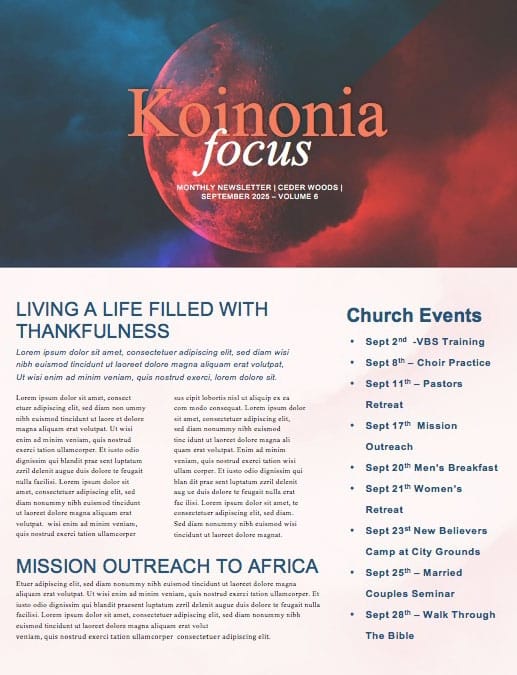 Signs Of The Times Church Newsletter