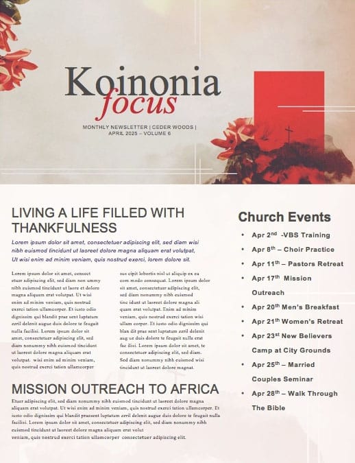 At The Cross Church Newsletter