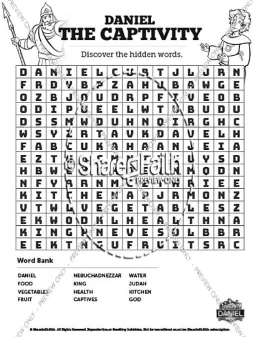 Daniel 1 The Captivity Bible Word Search Puzzles