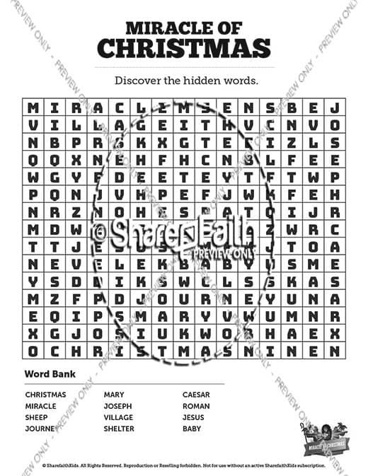 Luke 2 The Miracle of Christmas Bible Word Search Puzzles