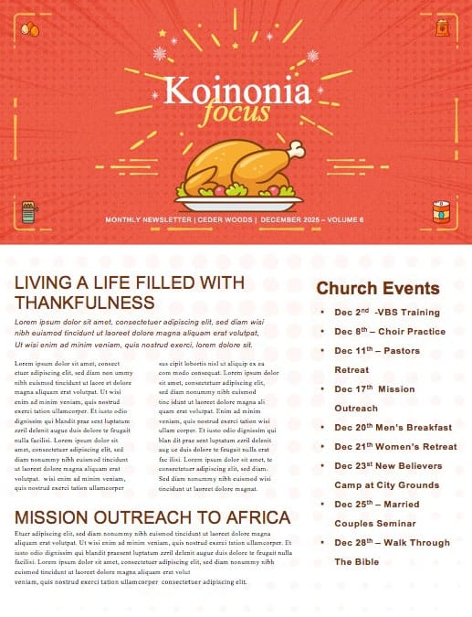 Holiday Food Drive Church Newsletter