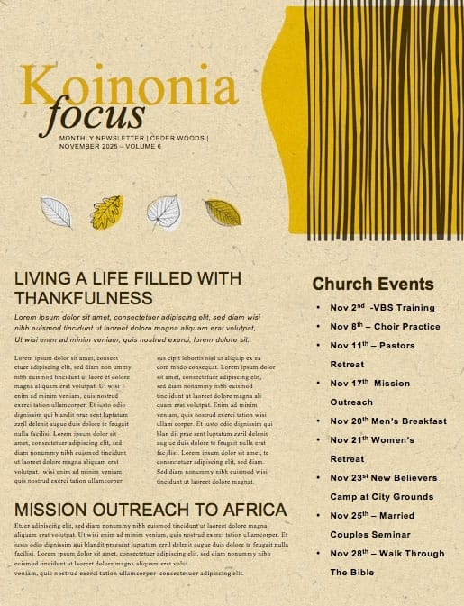 Fall Festival Leaves Church Newsletter