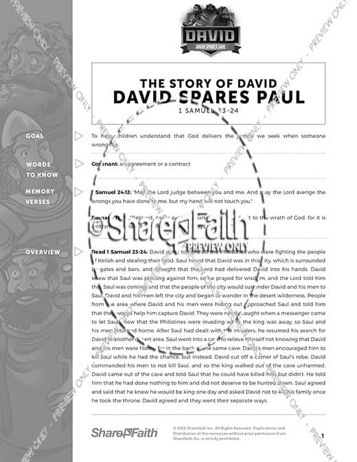 1 Samuel 23 24 David Spares Saul Curriculum