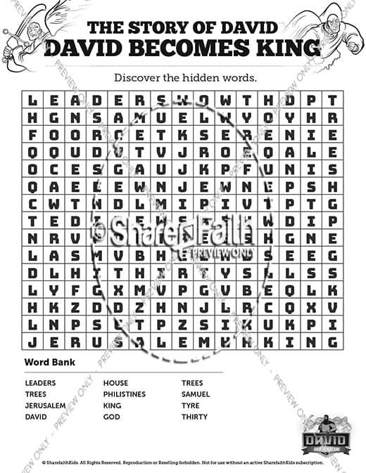 2 Samuel 5 David Becomes King Bible Word Search Puzzles