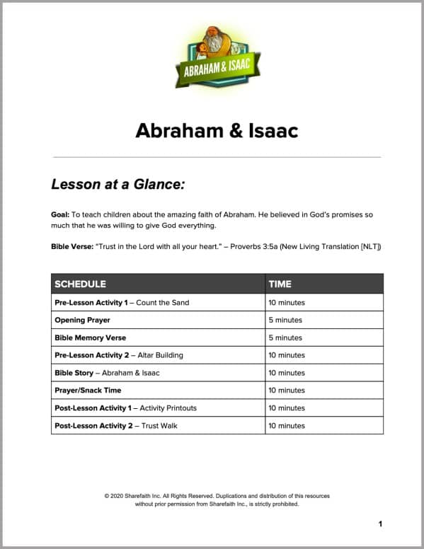 Genesis 22 Abraham and Isaac Preschool Curriculum