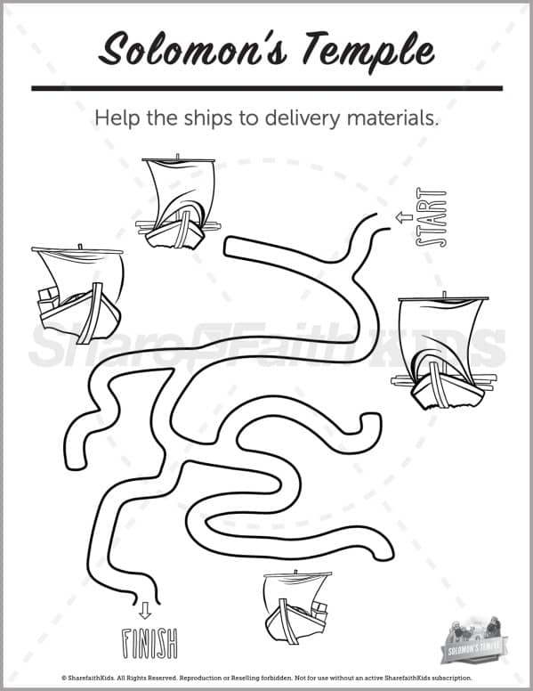 1 Kings 8 Solomons Temple Preschool Mazes