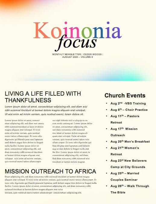 Homecoming Weekend Church Newsletter