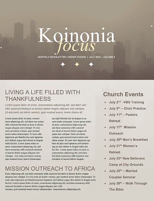 Community Small Groups Church Newsletter