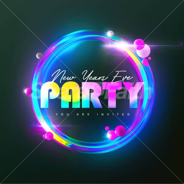 New Years Eve Party Neon: Social Media Graphics