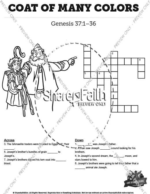Genesis 37 Coat of Many Colors: Crossword