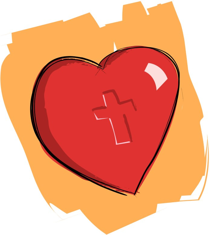Heart Imprinted with Cross on Orange