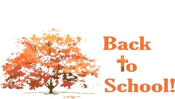 Back to School with Cross and Autumn Tree