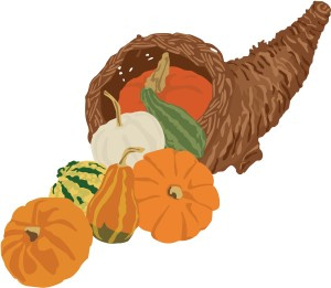 Cornucopia with Pumpkins and Gourds